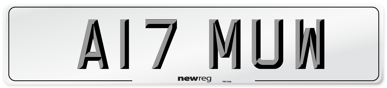 A17 MUW Number Plate from New Reg